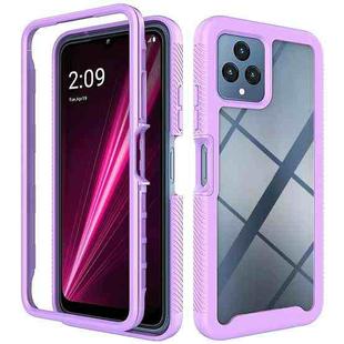 For T-Moblie Revvl 6 5G Starry Sky Solid Color Shockproof TPU Clear PC Phone Case(Purple)