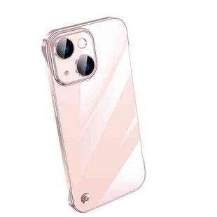 For iPhone 14 Electroplating Frameless Clear PC Phone Case(Pink)