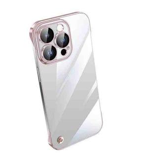 For iPhone 13 Pro Max Electroplating Frameless Clear PC Phone Case(Pink)