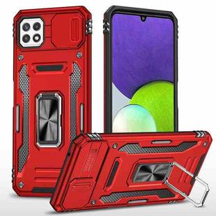 For Samsung Galaxy A22 5G Armor PC + TPU Camera Shield Phone Case(Red)