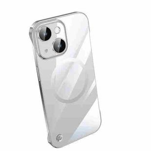 For iPhone 14 Electroplating Frameless Magsafe Magnetic PC Phone Case(Silver)