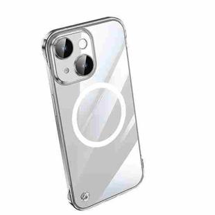 For iPhone 14 Plus Electroplating Frameless Magsafe Magnetic PC Phone Case(Transparent)