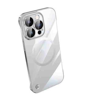 For iPhone 14 Pro Max Electroplating Frameless Magsafe Magnetic PC Phone Case(Silver)