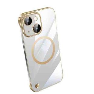 For iPhone 13 Electroplating Frameless Magsafe Magnetic PC Phone Case(Gold)
