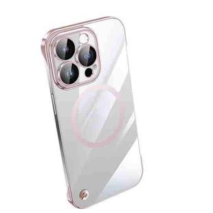 For iPhone 12 Pro Electroplating Frameless Magsafe Magnetic PC Phone Case(Pink)