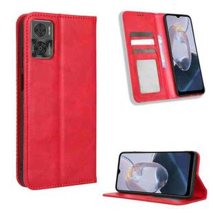 For Motorola Moto E22 / E22i Magnetic Buckle Retro Texture Leather Phone Case(Red)