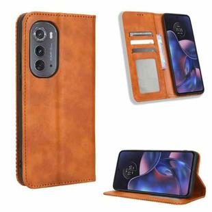 For Motorola Edge 2022 Magnetic Buckle Retro Texture Leather Phone Case(Brown)