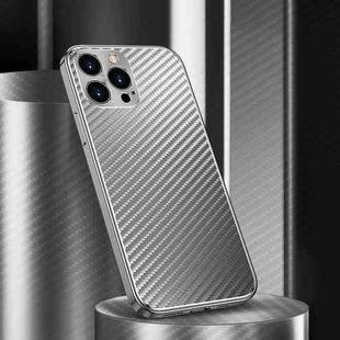 For iPhone 14 Pro Metal Frame Carbon Fiber Phone Case(Grey)