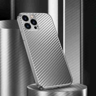 For iPhone 14 Pro Max Metal Frame Carbon Fiber Phone Case(Grey)