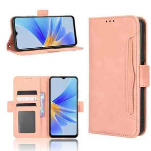 For OPPO A17 Skin Feel Calf Texture Card Slots Leather Phone Case(Pink)