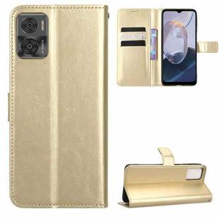 For Motorola Moto E22 / E22i Retro Crazy Horse Texture Leather Phone Case(Gold)