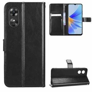For OPPO A17 Retro Crazy Horse Texture Leather Phone Case(Black)