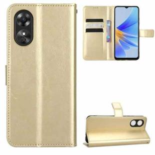 For OPPO A17 Retro Crazy Horse Texture Leather Phone Case(Gold)