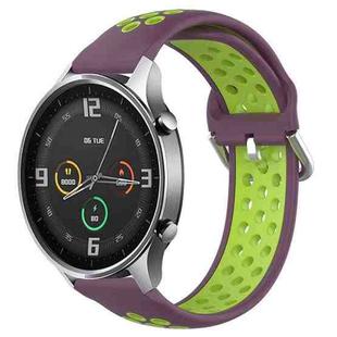 For Xiaomi Watch Color 22mm Clasp Two Color Sport Watch Band(Purple + Green)