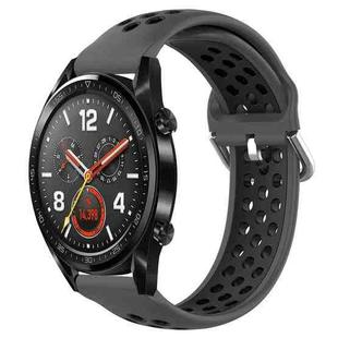 For Huawei Watch GT 46mm / 42mm 22mm Clasp Two Color Sport Watch Band (Black Black)