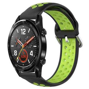 For Huawei Watch GT 46mm / 42mm 22mm Clasp Two Color Sport Watch Band (Black+green)