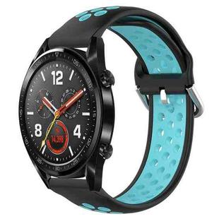For Huawei Watch GT 46mm / 42mm 22mm Clasp Two Color Sport Watch Band(Black + Mint Green)