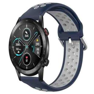 For Huawei Honor Magic Watch 2 46mm 22mm Clasp Two Color Sport Watch Band(Blue + Grey)