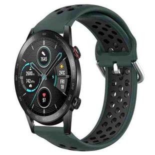 For Huawei Honor Magic Watch 2 46mm 22mm Clasp Two Color Sport Watch Band (Green Black)