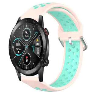 For Huawei Honor Magic Watch 2 46mm 22mm Clasp Two Color Sport Watch Band (Mint Green + Light Pink)