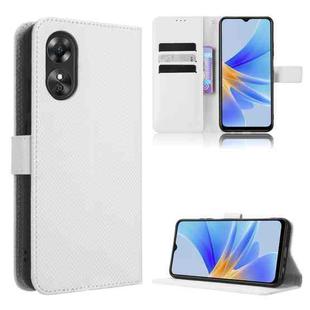 For OPPO A17 Diamond Texture Leather Phone Case(White)