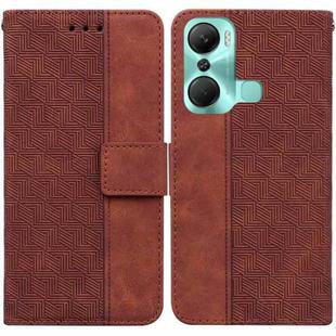 For Infinix Hot 12 Pro Geometric Embossed Flip Leather Phone Case(Brown)