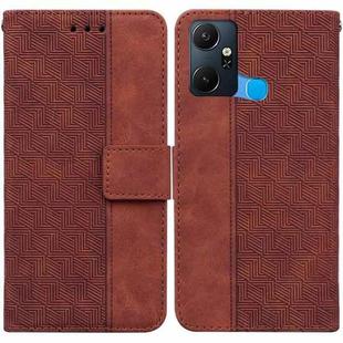 For Infinix Smart 6 Plus Geometric Embossed Flip Leather Phone Case(Brown)