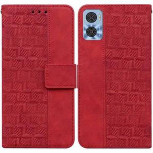 For Motorola Moto E22/E22i Geometric Embossed Flip Leather Phone Case(Red)