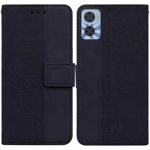 For Motorola Moto E22/E22i Geometric Embossed Flip Leather Phone Case(Black)