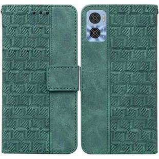 For Motorola Moto E22/E22i Geometric Embossed Flip Leather Phone Case(Green)