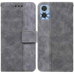 For Motorola Moto E22/E22i Geometric Embossed Flip Leather Phone Case(Grey)