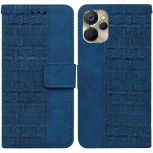 For Realme 9i 5G Geometric Embossed Flip Leather Phone Case(Blue)