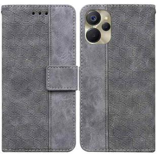 For Realme 9i 5G Geometric Embossed Flip Leather Phone Case(Grey)