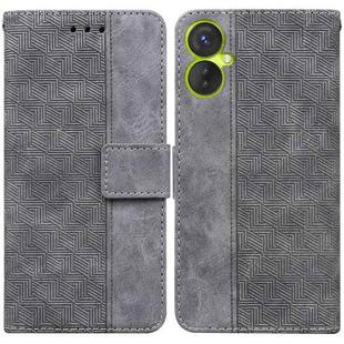 For Tecno Camon 19 Neo Geometric Embossed Flip Leather Phone Case(Grey)