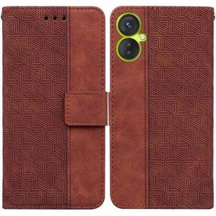 For Tecno Camon 19 Neo Geometric Embossed Flip Leather Phone Case(Brown)