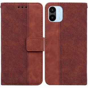 For Xiaomi Redmi A1 Geometric Embossed Flip Leather Phone Case(Brown)