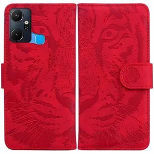 For Infinix Smart 6 Plus Tiger Embossing Pattern Horizontal Flip Leather Phone Case(Red)