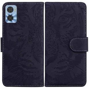 For Motorola Moto E22/E22i Tiger Embossing Pattern Horizontal Flip Leather Phone Case(Black)