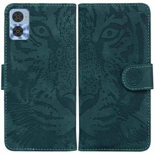 For Motorola Moto E22/E22i Tiger Embossing Pattern Horizontal Flip Leather Phone Case(Green)