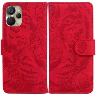 For Realme 9i 5G Tiger Embossing Pattern Horizontal Flip Leather Phone Case(Red)