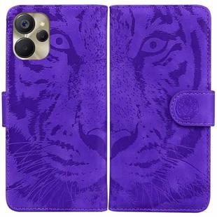 For Realme 9i 5G Tiger Embossing Pattern Horizontal Flip Leather Phone Case(Purple)