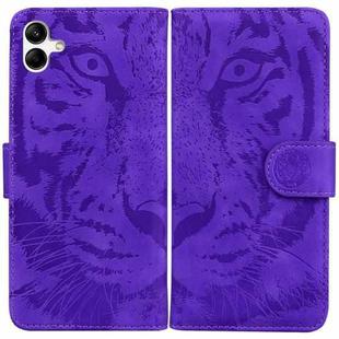 For Samsung Galaxy A04/M13 5G Tiger Embossing Pattern Horizontal Flip Leather Phone Case(Purple)