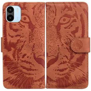 For Xiaomi Redmi A1 Tiger Embossing Pattern Horizontal Flip Leather Phone Case(Brown)