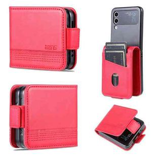 For Samsung Galaxy Z Flip4 5G AZNS Magnetic Calf Texture Flip Leather Phone Case(Red)