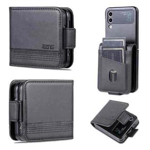 For Samsung Galaxy Z Flip3 5G AZNS Magnetic Calf Texture Flip Leather Phone Case(Black)