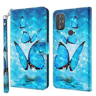 For Motorola Moto G Power 2022 3D Painting Pattern TPU + PU Phone Case(Three Butterflies)