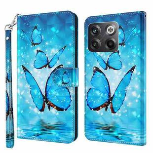 For OnePlus 10T 3D Painting Pattern TPU + PU Phone Case(Three Butterflies)