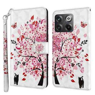 For OnePlus 10T 3D Painting Pattern TPU + PU Phone Case(Cat Under The Tree)