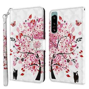 For Sony Xperia 5 IV 3D Painting Pattern TPU + PU Phone Case(Cat Under The Tree)