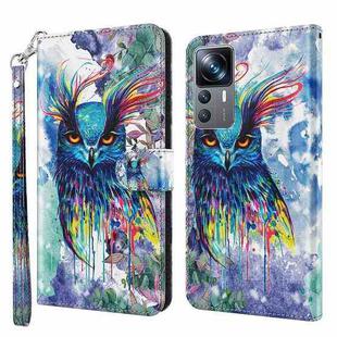 For Xiaomi 12T Pro/12T/Redmi K50 Ultra 3D Painting Pattern TPU + PU Phone Case(Watercolor Owl)